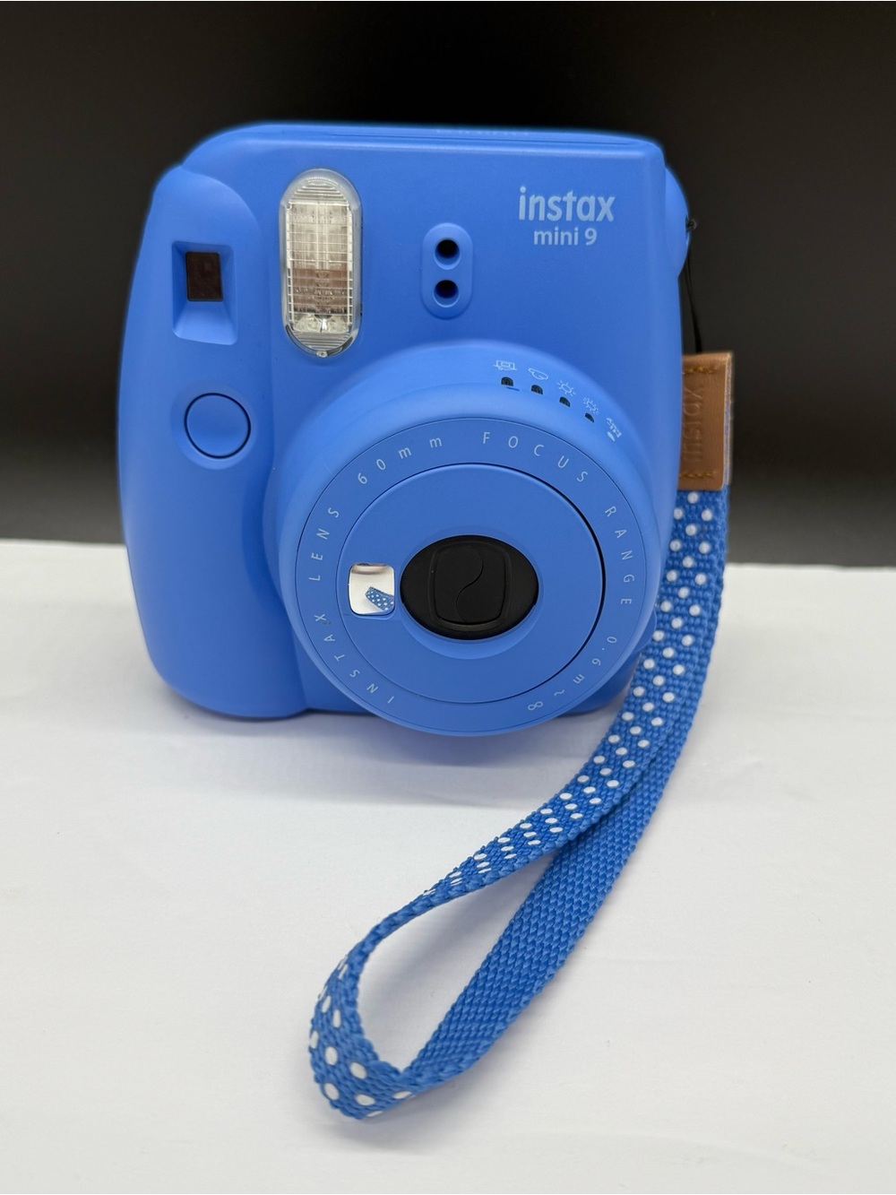 Fujifilm Instax Mini 9 Instant Camera - Cobalt Blue with Wrist Strap Like New